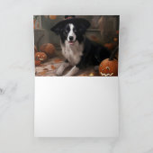 Border Collie Pumpkins Halloween Beängstigend Karte (Innenseite)
