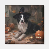 Border Collie Pumpkins Halloween Beängstigend Magnet (Vorne)
