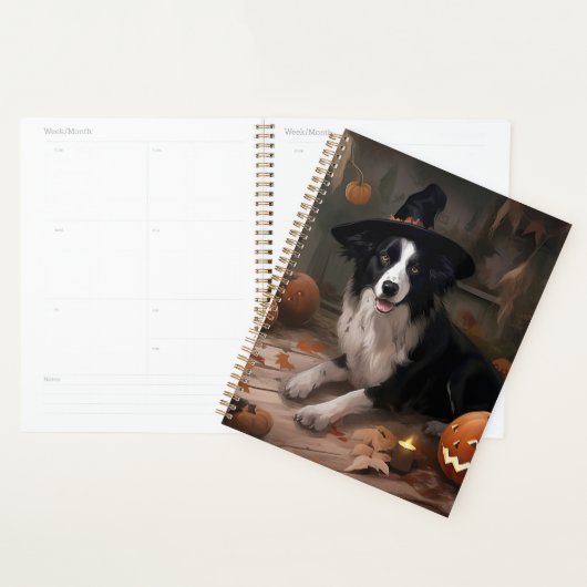 Border Collie Pumpkins Halloween Beängstigend Planer (Anzeige)