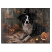 Border Collie Pumpkins Halloween Beängstigend Schneidebrett (Vorderseite)