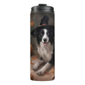 Border Collie Pumpkins Halloween Beängstigend Thermosbecher (Vorderseite)
