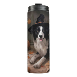 Border Collie Pumpkins Halloween Beängstigend Thermosbecher