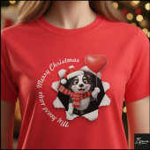 Border Collie Puppy Christmas Heart Scarf T-Shirt
