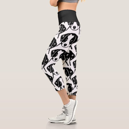 Border Collie Puppy Dog Capri Leggings (Links)