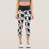 Border Collie Puppy Dog Capri Leggings (Vorderseite)