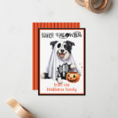 Border Collie Puppy Dog Happy Halloween Mitteilungskarte (Vorderseite/Rückseite Beispiel)