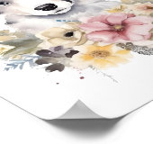 Border Collie Puppy Pet Wasserfarbe Blume Poster (Ecke)