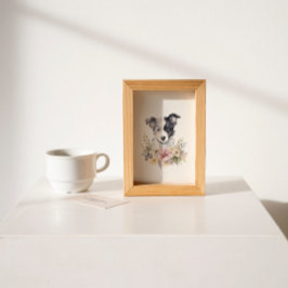 Border Collie Puppy Pet Wasserfarbe Blume Poster