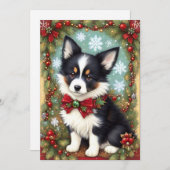 Border Collie Puppy Retro Weihnachten (Vorne/Hinten)