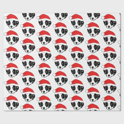 Border Collie Puppy-Weihnachtsmannmütze Geschenkpapier (Flach)