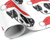 Border Collie Puppy-Weihnachtsmannmütze Geschenkpapier (Rolleneckpunkt)