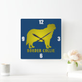 Border Collie Quadratische Wanduhr (Zuhause)