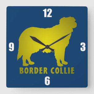 Border-Collie Quadratische Wanduhr