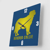 Border Collie Quadratische Wanduhr (Winkel)
