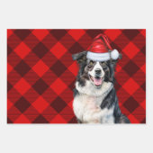 Border Collie Red Buffalo Karierte Weihnachten Geschenkpapier Set (Vorderseite 3)