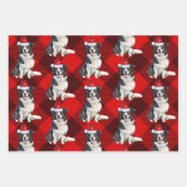 Border Collie Red Buffalo Karierte Weihnachten Geschenkpapier Set (Vorderseite 2)
