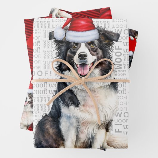 Border Collie Red Buffalo Karierte Weihnachten Geschenkpapier Set (Beispiel)