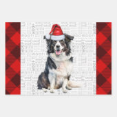 Border Collie Red Buffalo Karierte Weihnachten Geschenkpapier Set (Vorderseite)