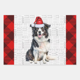 Border Collie Red Buffalo Karierte Weihnachten Geschenkpapier Set