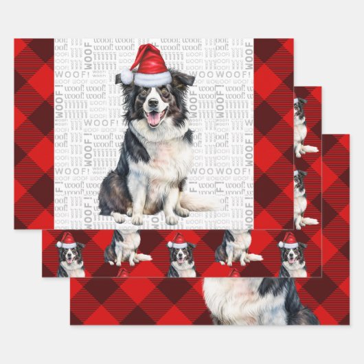 Border Collie Red Buffalo Karierte Weihnachten Geschenkpapier Set (Set)