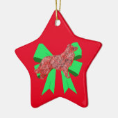 Border Collie Red Dog & Green Bow Weihnachten Keramik Ornament (Links)