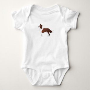 Border Collie Red Dog Rasse Side View Silhouette Baby Strampler