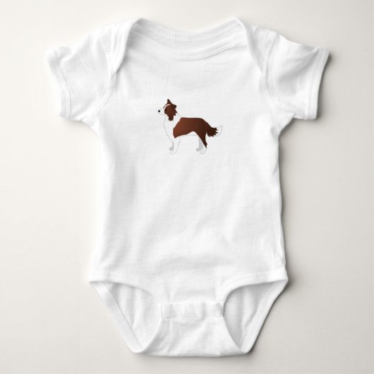 Border Collie Red Dog Rasse Side View Silhouette Baby Strampler (Vorderseite)