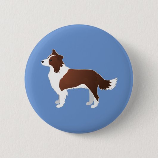 Border Collie Red Dog Rasse Side View Silhouette Button (Vorderseite)