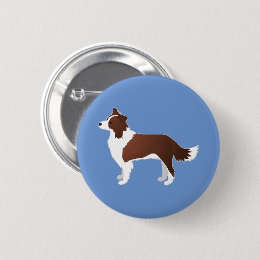 Border Collie Red Dog Rasse Side View Silhouette Button (Vorne & Hinten)