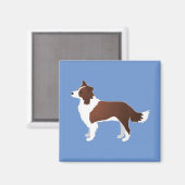 Border Collie Red Dog Rasse Side View Silhouette Magnet (Vorderseite/Rückseite)