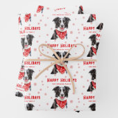 Border Collie Red Heart Bandana Christmas Geschenkpapier Set (Beispiel)