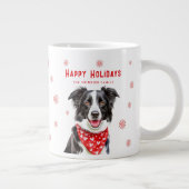 Border Collie Red Heart Bandana Christmas Jumbo-Tasse (Rechts)