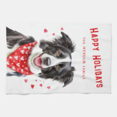 Border Collie Red Heart Bandana Weihnachten Geschirrtuch (Horizontal)