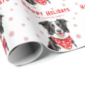 Border Collie Red Heart Bandana Weihnachts-Foto Geschenkpapier (Rolleneckpunkt)