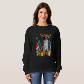 Border Collie Reindeer Christmas Tree Lights Pajam Sweatshirt (Vorne ganz)