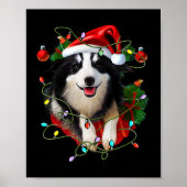 Border Collie Reindeer Weihnachtsmannmütze Xmas Li Poster (Vorne)