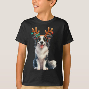 Border Collie Reindeer Weihnachtsmannmütze Xmas Li T-Shirt