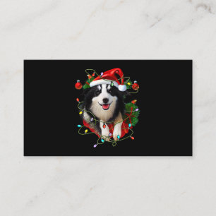 Border Collie Reindeer Weihnachtsmannmütze Xmas Li Visitenkarte
