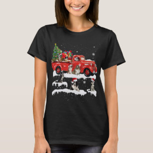 Border Collie Riding Red Truck Frohe Weihnachten X T-Shirt