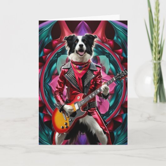 Border Collie Rock Star Card Karte (Vorderseite)