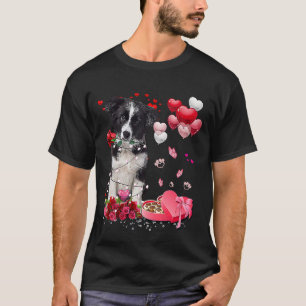 Border Collie Rose Herzlichen Glückwunsch Valentin T-Shirt