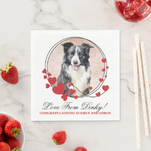 Border Collie roter Herz-Kranz Hund Foto Serviette