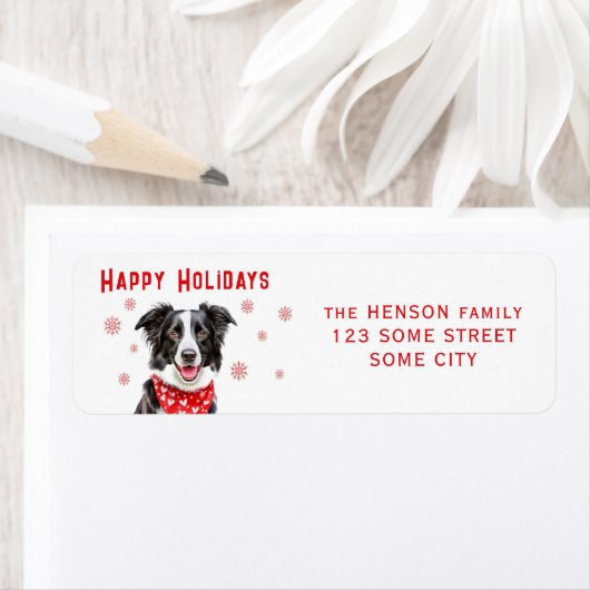 Border Collie rotes Herz Halstuch Rücksendeadresse (Insitu)