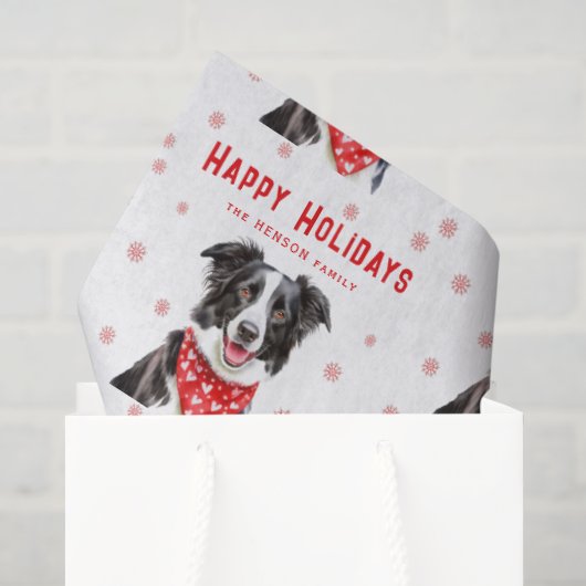 Border Collie Rotes Herz-Halstuch Weihnachten Seidenpapier (Geschenktüte)