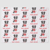 Border Collie Rotes Herz-Halstuch Weihnachten Seidenpapier (Vorderseite)