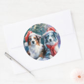 Border Collie Round Christmas Sticker (Umschlag)