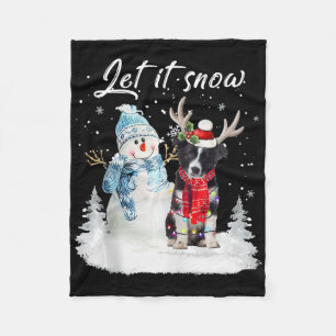 Border Collie Santa Dog Weihnachts Snowman Xmas Pa Fleecedecke