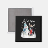 Border Collie Santa Dog Weihnachts Snowman Xmas Pa Magnet (Vorderseite/Rückseite)