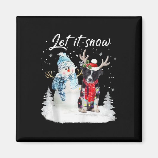 Border Collie Santa Dog Weihnachts Snowman Xmas Pa Magnet (Vorne)