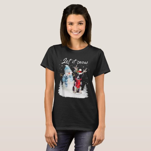 Border Collie Santa Dog Weihnachts Snowman Xmas Pa T-Shirt (Vorne ganz)